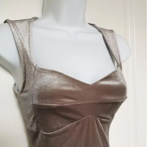 Silvery grey velvet Party Dress Stretch Skater fit & flare - Picture 5 of 8